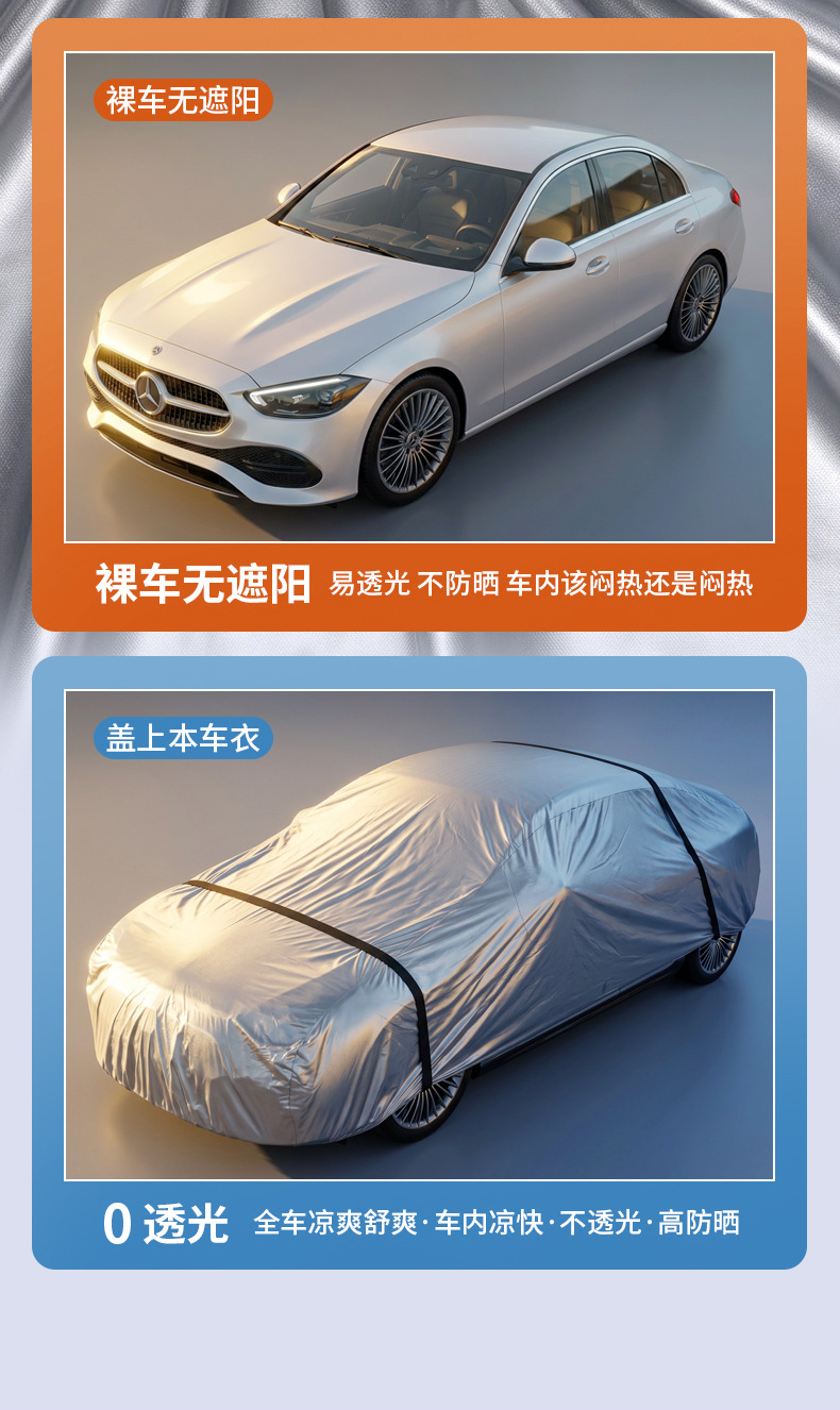 Full car cover, PE film waterproof and dustproof car cover, universal car cover for all seasons, full car sun protection cover