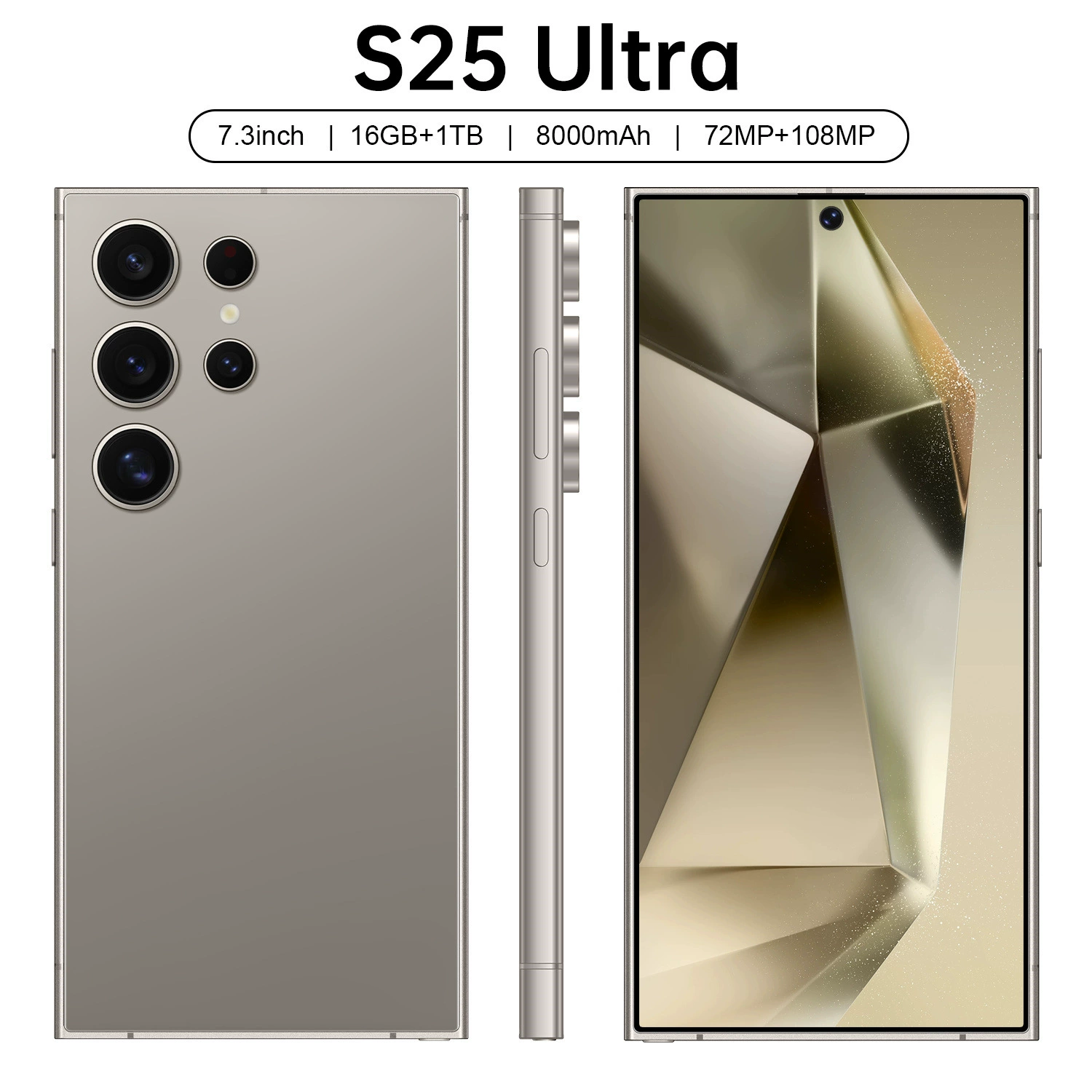 2025 новый горячий S25 Ultra perforated экран 7.3-дюймовый кросс-бордер 16ГБ+1ТБ поддерживает быструю зарядку смартфонов