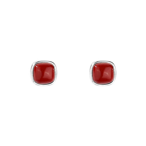 Ganjia 925 Silver Red Bean Earrings Retro Chinese Style Earrings New Year Red High-end Ear Jewelry Women's New Year Trend