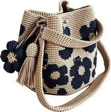 跨境新品手工钩针花卉手提包Handmade Crochet Flower Tote