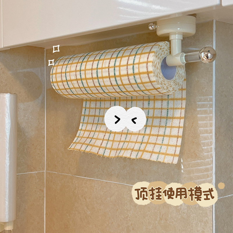 吸盘厨房纸巾架免打孔橱柜用纸挂架保鲜膜收纳懒人抹布挂杆卷纸架|undefined