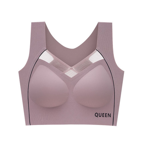 Seamless beautiful back plus size underwear women's shock-proof push-up push-up no wire sports bra widened side wall auxiliary bra