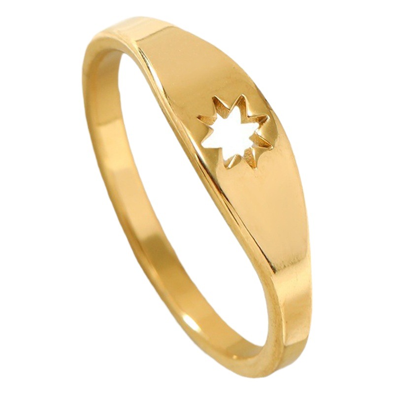 Europa y América nueva moda simple anillo no-desvanecimiento creativo corte hueco estrella de seis puntas de acero inoxidable anillo joyería fábrica image 1