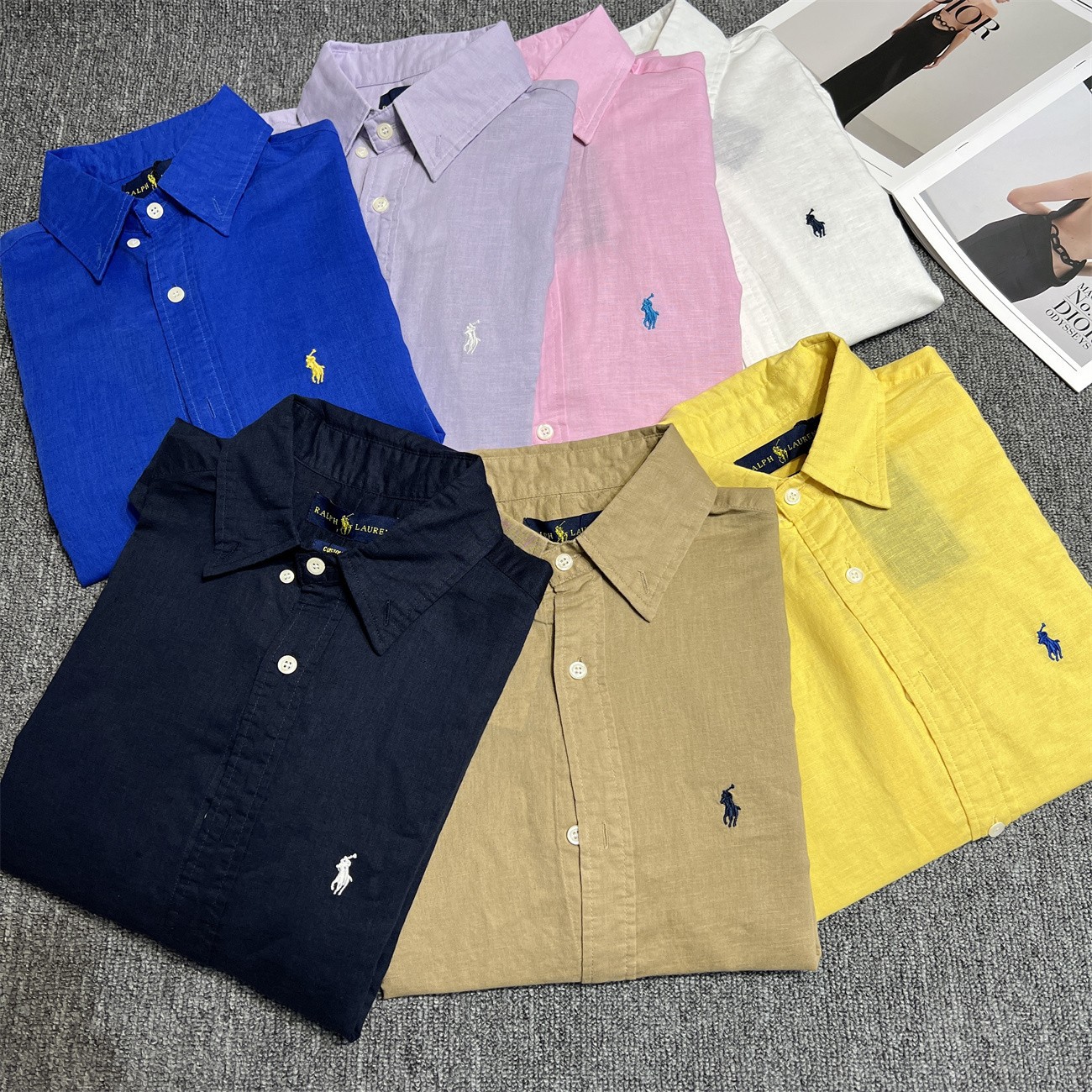Cross-Border Rl Qr Code Scannable Linen Shirt, Unisex, with Small Horse Logo Embroidery, Old Money Style, Trendy Brand, Lightweight Shirt