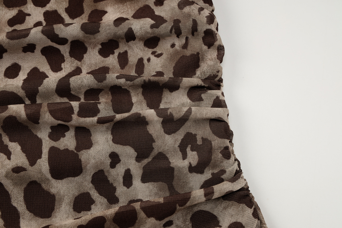 Women lothing Leopard Print One Shoulder Cold Shoulder Long Sleeve Ribbon Slim Pleated T shirt Top 13 Women lothing Leopard Print One Shoulder Cold Shoulder Long Sleeve Ribbon Slim Pleated T shirt Top