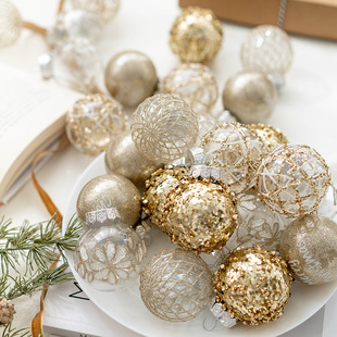 Cross-border New 6cm Christmas Ball Painted Ball Golden Silver Champagne Christmas Ball Christmas Tree Decorative Ball Arrangement