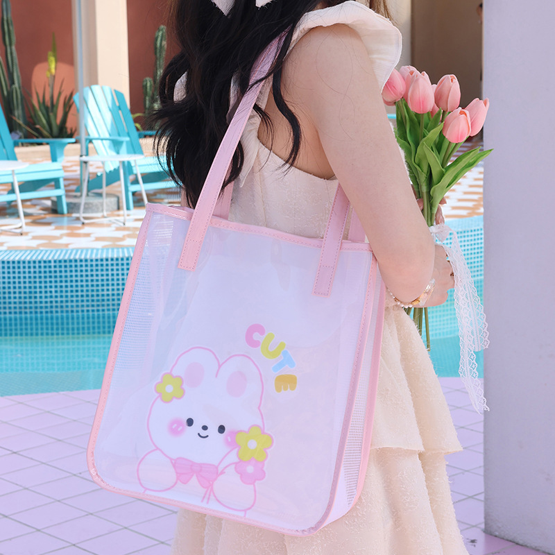 Bolsa de cosméticos de gran capacidad para mujer bolsa de playa de dibujos animados transparente Portátil Bolsa de natación impermeable bolsa de lavado bolsa de almacenamiento