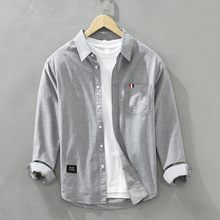 6677男士简约经典百搭纯棉衬衫青年日系休闲宽松衬衣男装一件代发