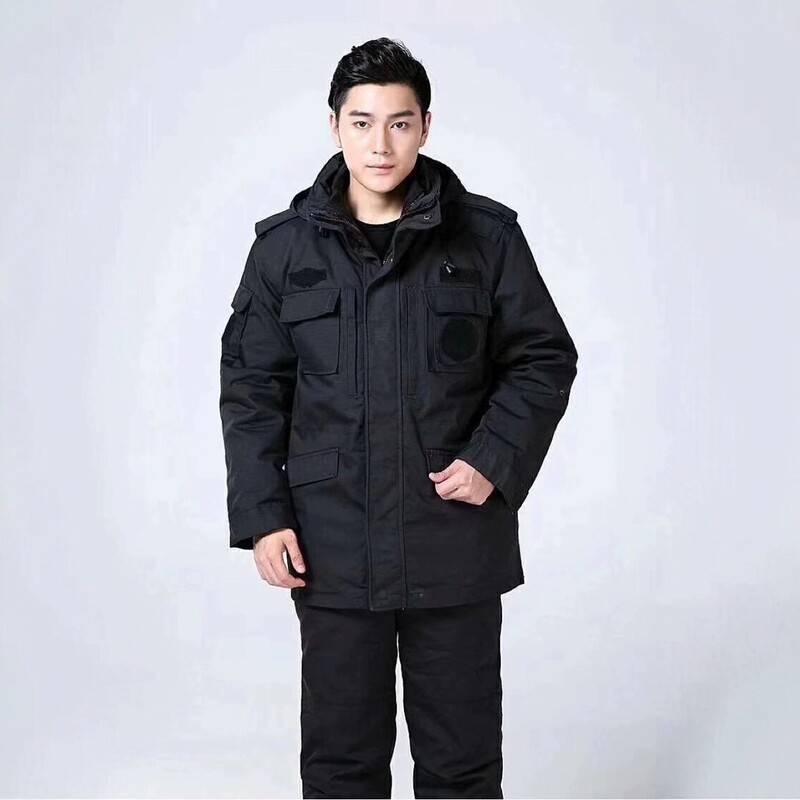 冬季网格执勤保安加厚棉大衣斜纹多功能防寒服棉袄冬执勤服棉服|undefined