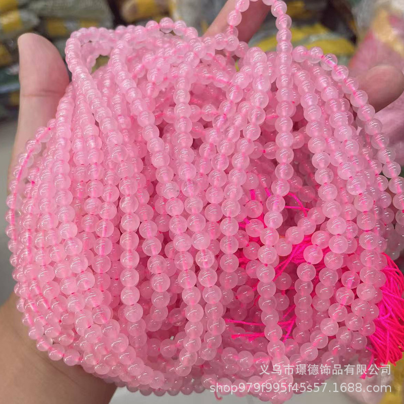 璟德珠宝 2mm粉水晶切面散珠圆珠diy饰品天然石串珠方糖珠算盘珠|undefined
