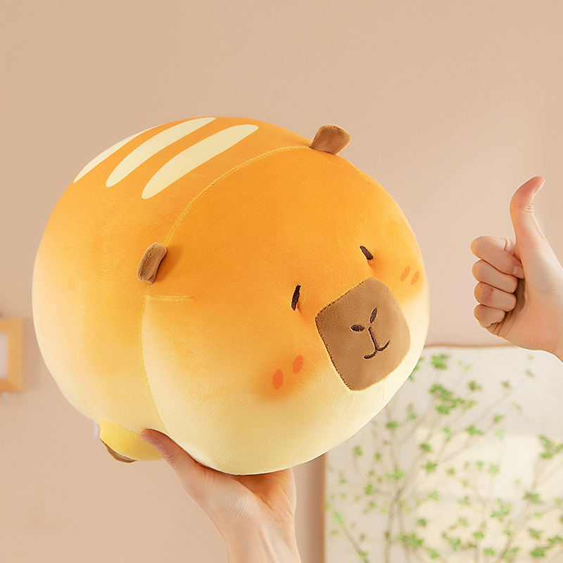 新款麵包水豚公仔毛絨玩具餐包烘焙系列軟萌卡皮巴拉公仔抱枕批發