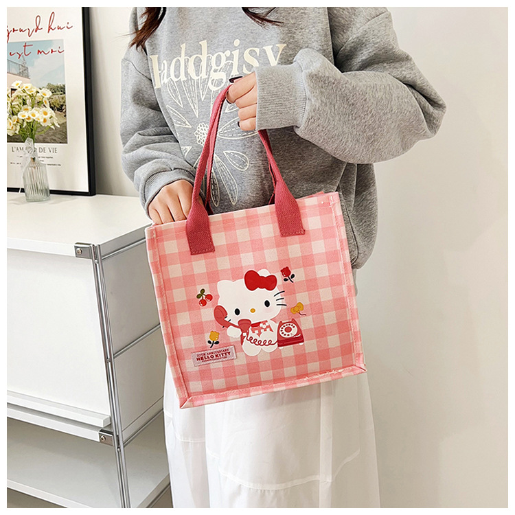 Cute cartoon cat canvas bag 2025 new style large-capacity simple and convenient tote bag with fashionable printing undefined