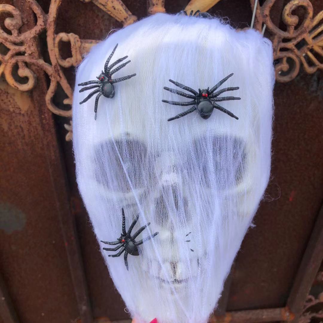 Accesorios de Halloween control de voz decoración luminosa colgante terror comercio exterior araña algodón esqueleto colgante cabeza mayorista aterradora