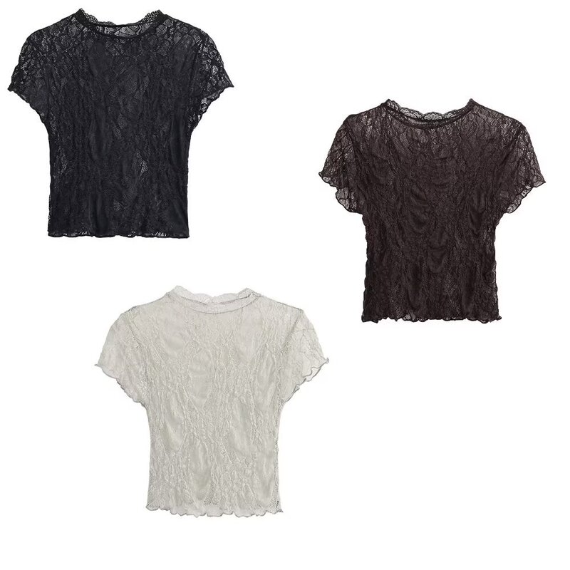Bsk&Traf Women's Clothing 2026 Summer New Style Pure Lust Style Fashionable Lace Translucent Top 6050307