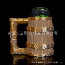 跨境爆款木桶造型密码锁啤酒杯 复古工业风创意储物酒具