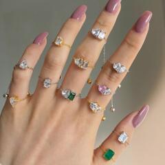新しいチェーンリングプルオーバー楕円形ウォータードロップジルコン調節可能なチェーンリング女性のためのクロスボーダー卸売