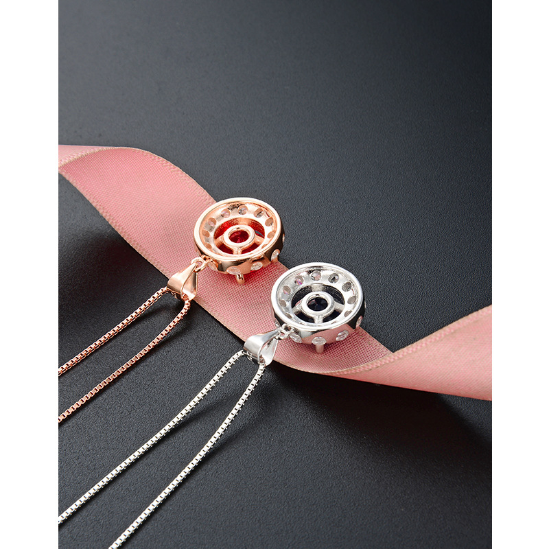 Estilo japonés y coreano de moda dulce elegante clavícula cadena collar s925 plata esterlina personalidad creativa con incrustaciones circón colgante redondo para las mujeres