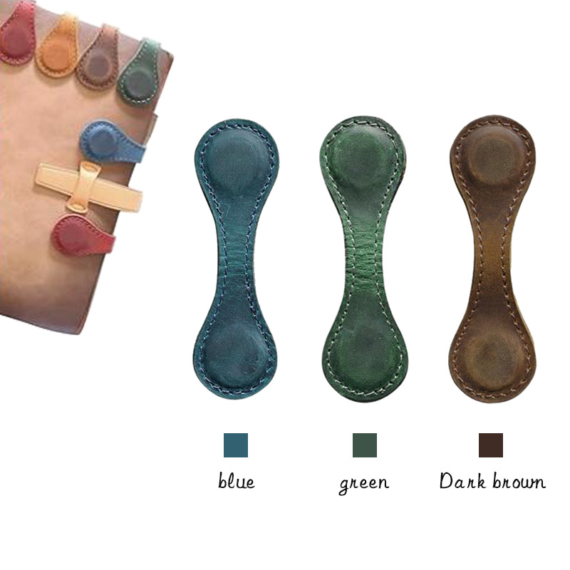 Feideli Amazon caliente de cuero genuino titular de libro magnético retro estudiante marca de lectura marcador titular de la cuenta de mano de doble cara