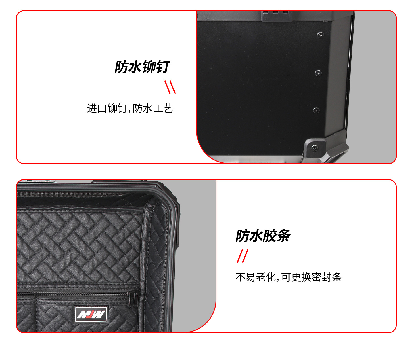 Motorcycle Mjw45L55L65L Black Base Black Mesh Armor Aluminum Alloy Tail Box Quick-Release Travel Tool Box Rear Tail Box