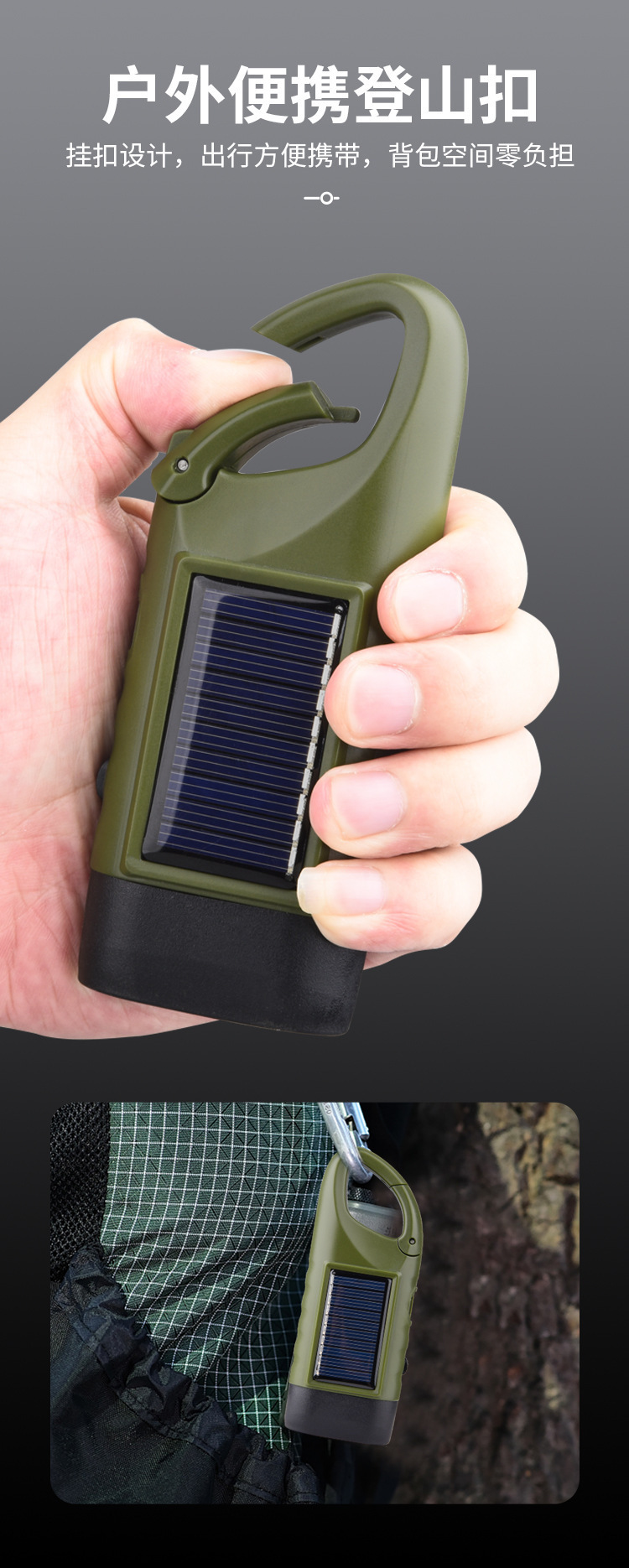 Emergency Flashlight with Strong Light, Long Battery Life, Large Capacity, Solar-Powered Hand-Crank Generator, Outdoor Charging, Portable