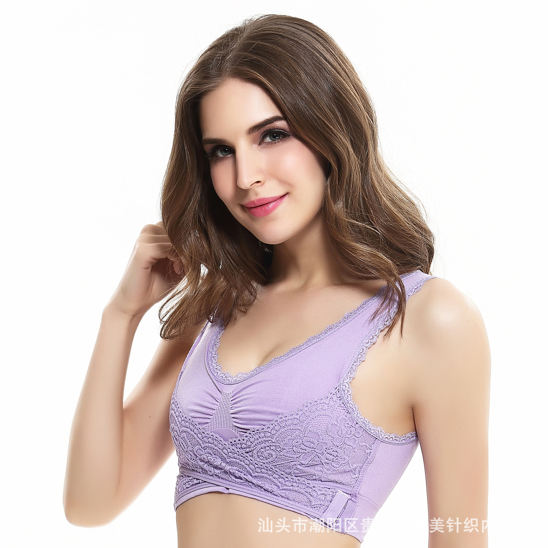 Frente Cruz lado hebilla de encaje borde inalámbrico Sujetador deportivo sin costuras push up ajustable yoga sueño más tamaño ropa interior