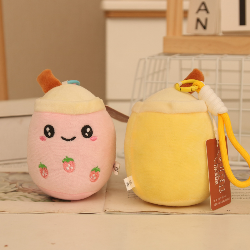 Cute felpa taza de té con leche colgante juguete de peluche bolso de muñeca de dibujos animados colgante muñeca colgante llavero colgante al por mayor