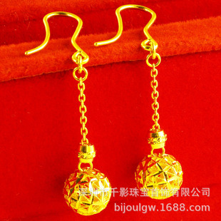 Genuine Gold Earrings 9999 Foot Gold Earrings Women's Hydrangea Pure Gold Jewelry 24k Real Gold for Wedding Lover