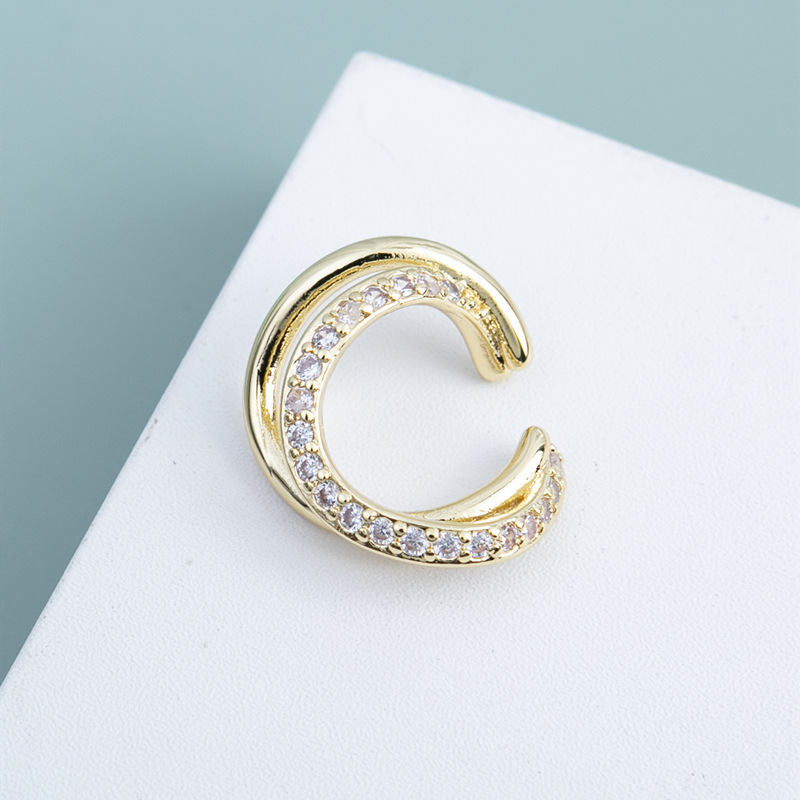 No perforó agujero Punch-clip de oreja libre de los hombres y mujeres completo roto rhinestone circón medio círculo moda hip hop calle europea y sentido del diseño americano