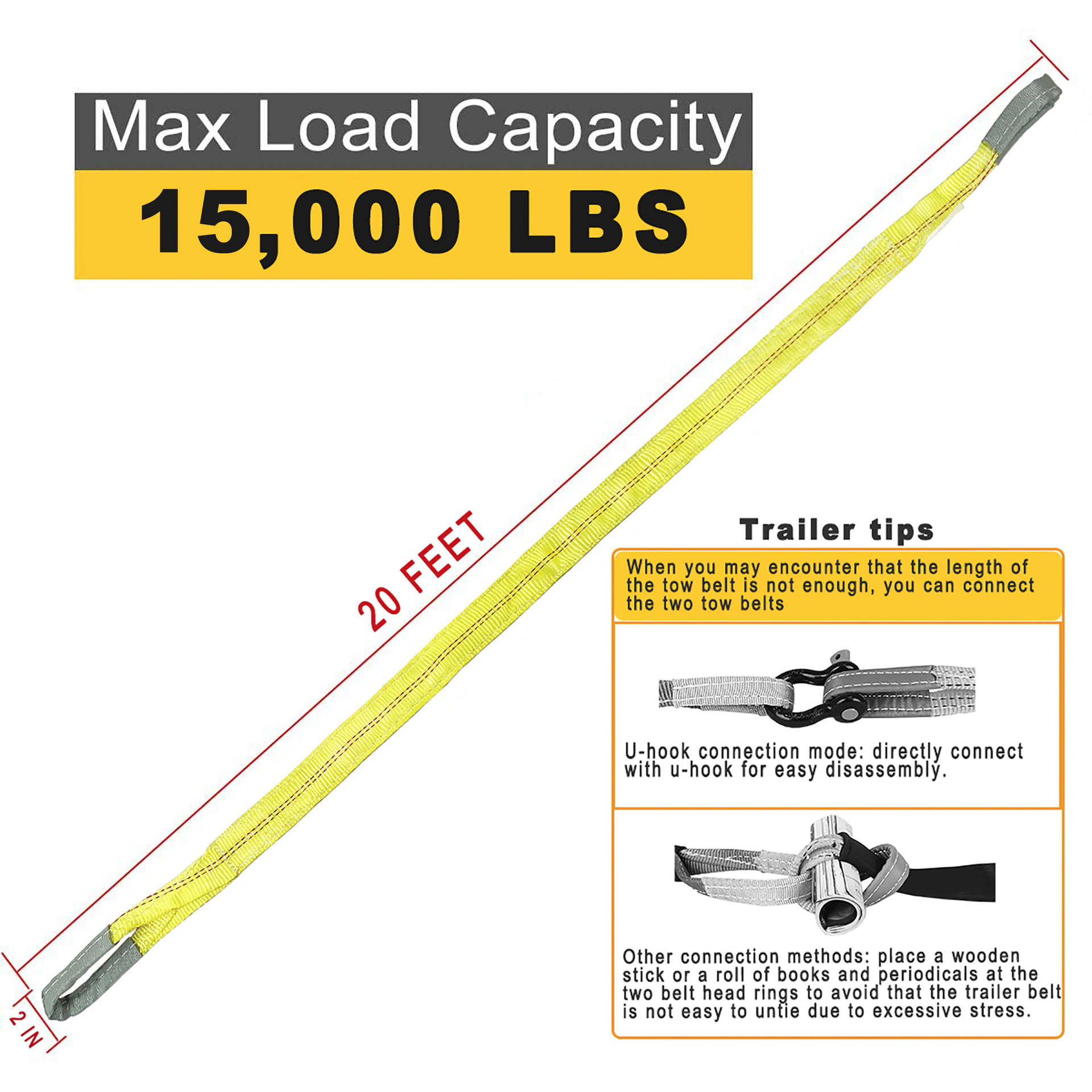 High Quality Double Layer Thickened Trailer Rope Traction Belt Car Towing Handbag