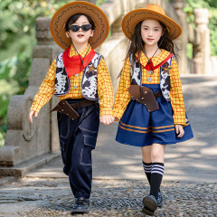 儿童春秋演出服男童牛仔长袖套装女童连衣裙小学生角色扮演表演服