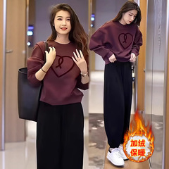 卫衣套装女2025新款秋冬今年流行保暖加绒加厚运动服小个子两件套