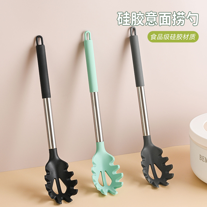 不粘锅硅胶粉爪硅胶意粉捞不锈钢意大利面捞家用厨房硅胶厨具