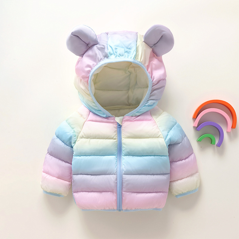 Children's cotton-padded jacket autumn and winter warm printed coat boys and girls baby hooded jacket children's jacket cartoon cotton-padded coat