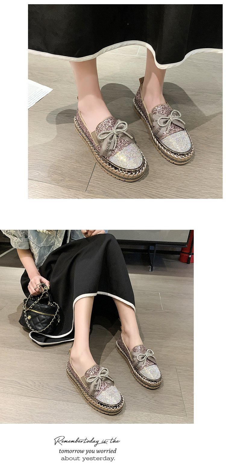 Women's Casual Solid Color Rhinestone Bowknot Round Toe Casual Shoes display picture 7