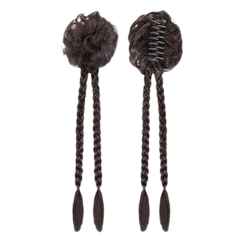 Peluca Cola de Caballo trenza femenina Nuevo estilo chino pelo trenzado Hanfu estilo antiguo clip de pelo bolsa de pelo giro trenza larga trenza de boxeo peluca