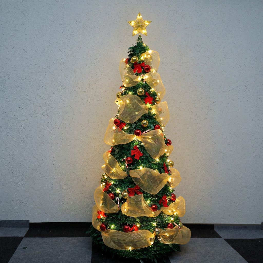 Árbol de Navidad retráctil plegable paquete doméstico decoración de Navidad árbol de torre de PVC 1.8m nuevo solo transfronterizo