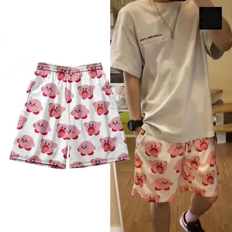 Cartoon Cute Trendy Shorts Men's Summer Loose plus size Quick-drying Couple's Five-point Beach Pants for Outer Wear