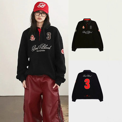 韓国のブラッドブラッドbcacシリーズのレトロでゆったりしたスウェットの女性の長袖のコートのボールの服のラグビーの上着のファッション