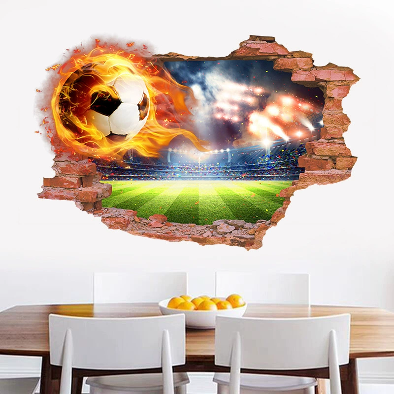 Производитель наклеек на стену, оптовая продажа, новое 3D футбольное поле, гостиная, спальня, съемная декоративная самоклеящаяся наклейка на стену XH9305