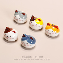 日式陶瓷可爱卡通猫头造型猫咪筷架筷子托餐桌摆拍创意筷枕餐具