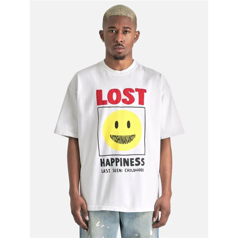 SATOSHI NAKAMOTO American-style smiley face print, loose-fitting short-sleeve T-shirt, unisex, trendy