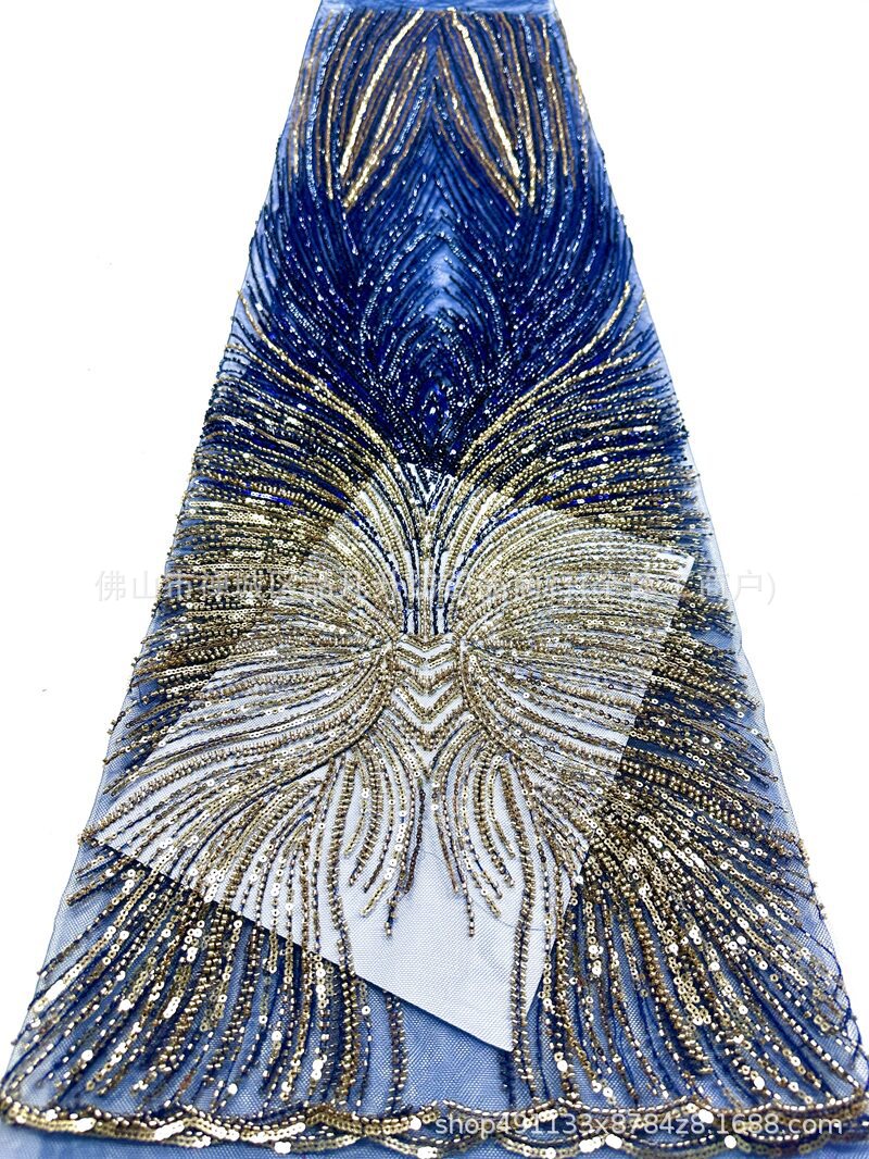 Fabricante nuevo estilo francés multicolor tela de perlas bordadas brillante brindis tela vestido de boda