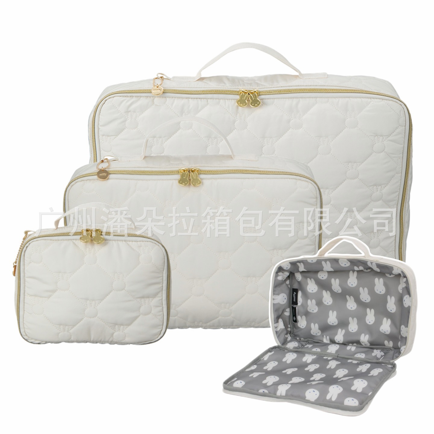 In-stock Japanese-style cartoon Miffy rabbit storage 3-piece set travel portable luggage organizer storage bag