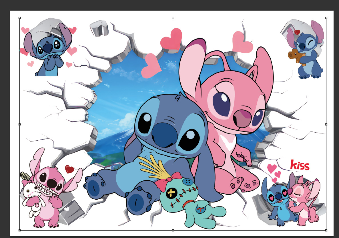 Cartoon transfronterizo Sticky pared pegatinas tridimensionales a través de la pared decoración de la pared de la habitación de niños pegatinas autoadhesivas diseño de fondo creativo