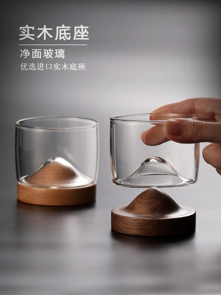 BB4C批發觀山玻璃小茶杯主人杯單杯個人專用綠茶品茗杯酒杯功