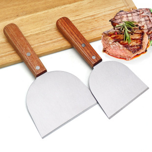 Stainless Steel Wooden Handle Cooking Spatula for Home Kitchen, Suitable for Stir-Frying Yogurt, Steak, Hand-Held Pancake Spatula, Teppanyaki, Pizza Frying Knife