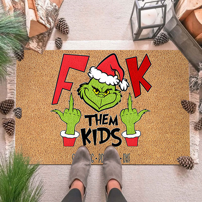 Alfombra de piso de payaso verde transfronteriza Grinch Navidad alfombra de puerta decorativa alfombra de piso al aire libre alfombra de vacaciones de Navidad