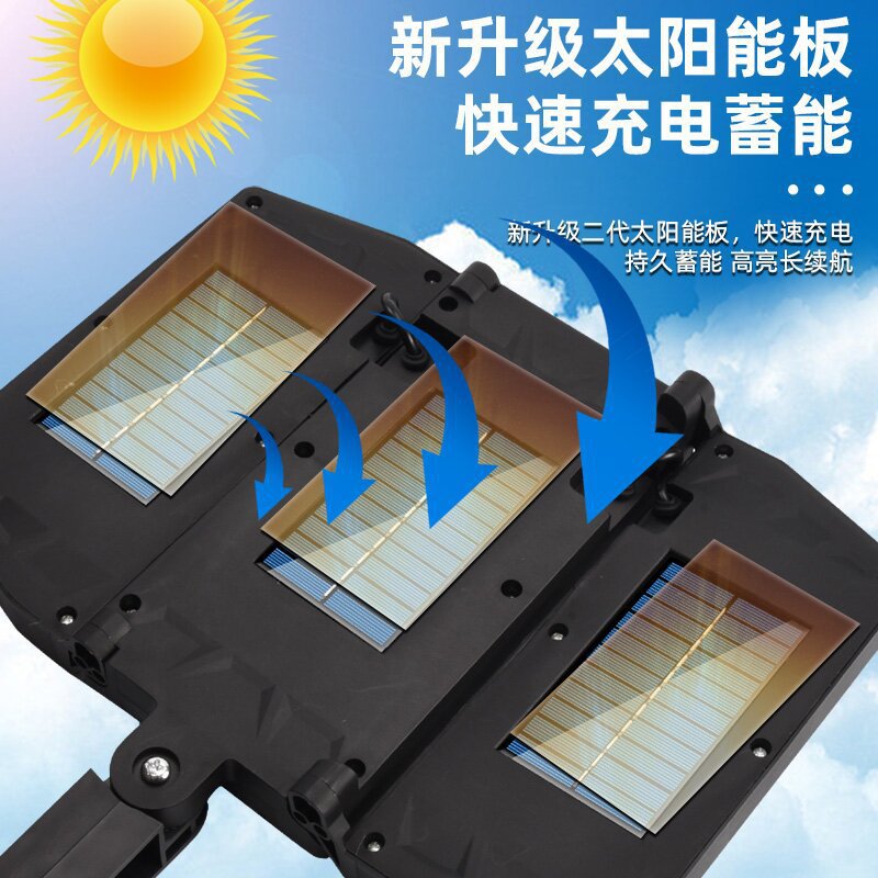 국경 새로운 태양 3 헤드 벽 램프 인체 유도 야외 접이식 조명 제어 조절 가능한 LED 정원 조명