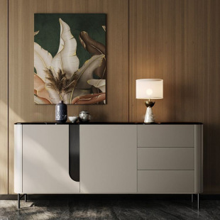 Marble Sideboard Italian Light Luxury Minimalist Living Room Storage Wall High-end Modern Small Apartment Entrance Cabinet