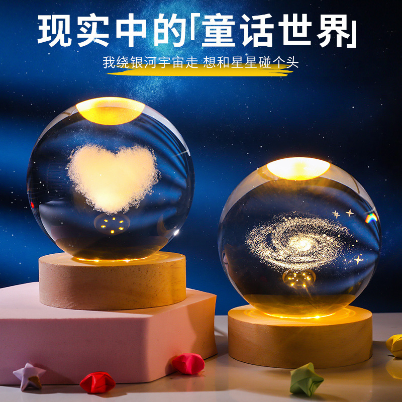 跨境水晶球小夜灯桌面摆件外贸热款小商品创意床头灯万圣节礼物|undefined